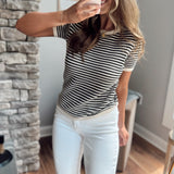 Natural/Black Uptown Knit Striped Top