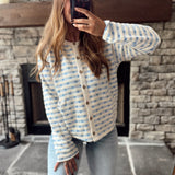 Blue/Cream Pretty Petals Striped Cardigan