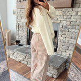 Pecan Mixed Striped Parachute Pants