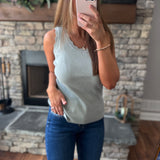 Becky Pistachio Scalloped Scoop Neck Tank