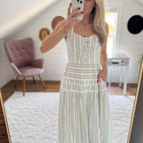 Olive Striped Corset Maxi Dress