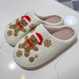 Ivory Gingerbread Man Fuzzy Slippers