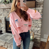 Bow Real Pink Cardigan