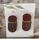 Black/Gold Wood Top Dangle Earrings IN STORE