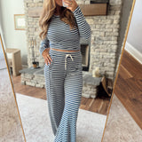Navy Softly Striped Lounge Set