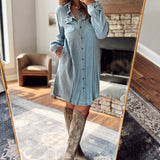 Shelly Denim Light Wash Button Down Shirt Dress