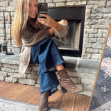 Chocolate Thiva Block Heel Pointed Toe Booties