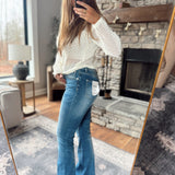 Mica Glaucous Blue HR Relaxed Flare Denim