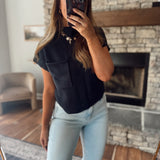 Navy Neck & Nestle Short Sleeve Sweater Top