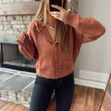 Clay Hooded Button Up Cardigan