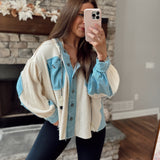 Rae Cream Waffle Knit Hooded Button Down Shacket