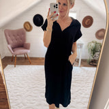 Bethany Black Collared Midi Dress