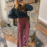 Dark Cherry Mineral Wash Oversized Cargo Sweatpants
