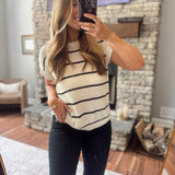 Oatmeal Isolde Striped Knit Top