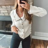 Ecru Ruffled Romance Long Sleeve Top