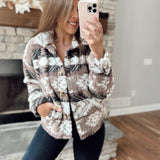 Jocelyn Mocha Multi Aztec Mock Neck Jacket