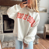 Coral Jesus & God is Good Mock Neck Sweatshirt