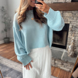 Blue Tayler Balloon Sleeve Sweater