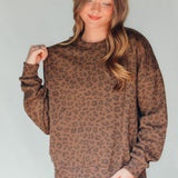 PREORDER ITEM (Estimated ship date 11/10) Brown Leopard Crew Sweatshirt