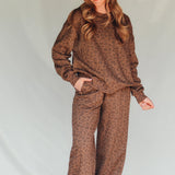 PREORDER ITEM (Estimated ship date 11/10) Brown Leopard Crew Sweatshirt