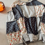 Gray & Charcoal Mixed Patchwork Pullover