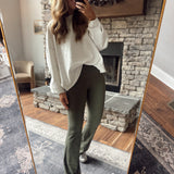 Lainee Army Green HR Flare Leggings