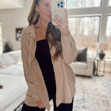 Alexis Mocha Oversized Gauze Button-Up