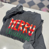 Charcoal Embroidered Merry Christmas Crew