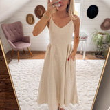 Beige Essential Linen Midi Dress
