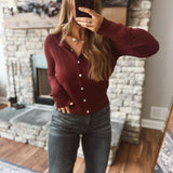 Maroon Darcy Cable Knit Cardigan