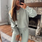 Sage Green Raw Edge Burnout Sweatshirt