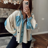 Rae Cream Waffle Knit Hooded Button Down Shacket