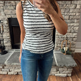 Sally Sue Black/White Textured Striped Tank Top