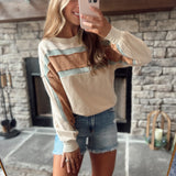 Warmest Wish Almond Mineral Colorblock Crew Long Sleeve