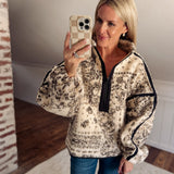 Sand Paisley Sherpa Pullover