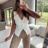 Cream Golden Closure Sweater Vest