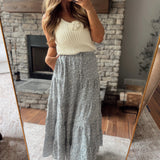 Medium Blue Floral Tiered Skirt