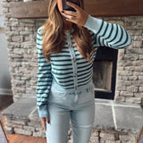 Blue/Green Stripe & Shine Cardigan