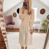 Champagne Toasts Pleated Skirt Sweater Dress IN STORE