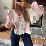 Pink Floral Briar Balloon Sleeve Blouse