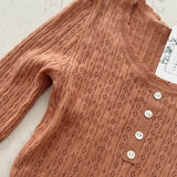 Breann Desert Sand Pointelle Knit Scoop Neck Henley