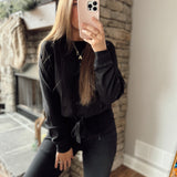 Layla Black Brushed Waist Tie Crew