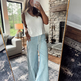 Denim Mineral Wash Striped Pants