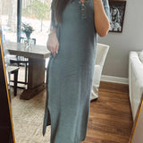 Natalie Green-Grey Sweater Dress