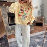 Butter Yellow Life is Good Mock Neck Sweatshirt