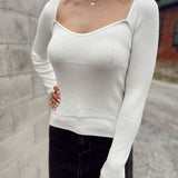 Charming Essential Ivory Square Neck Sweater