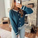 Dark Teal Two Tone Cardigan