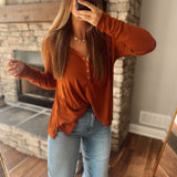 Camel Laidback Snap Henley Long Sleeve