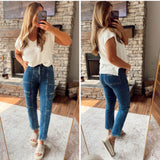Risen Dark Multi Seam Design HR Straight Denim