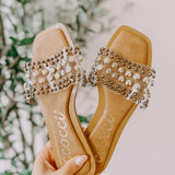 Classy Chrissy Button Jeweled Sandal